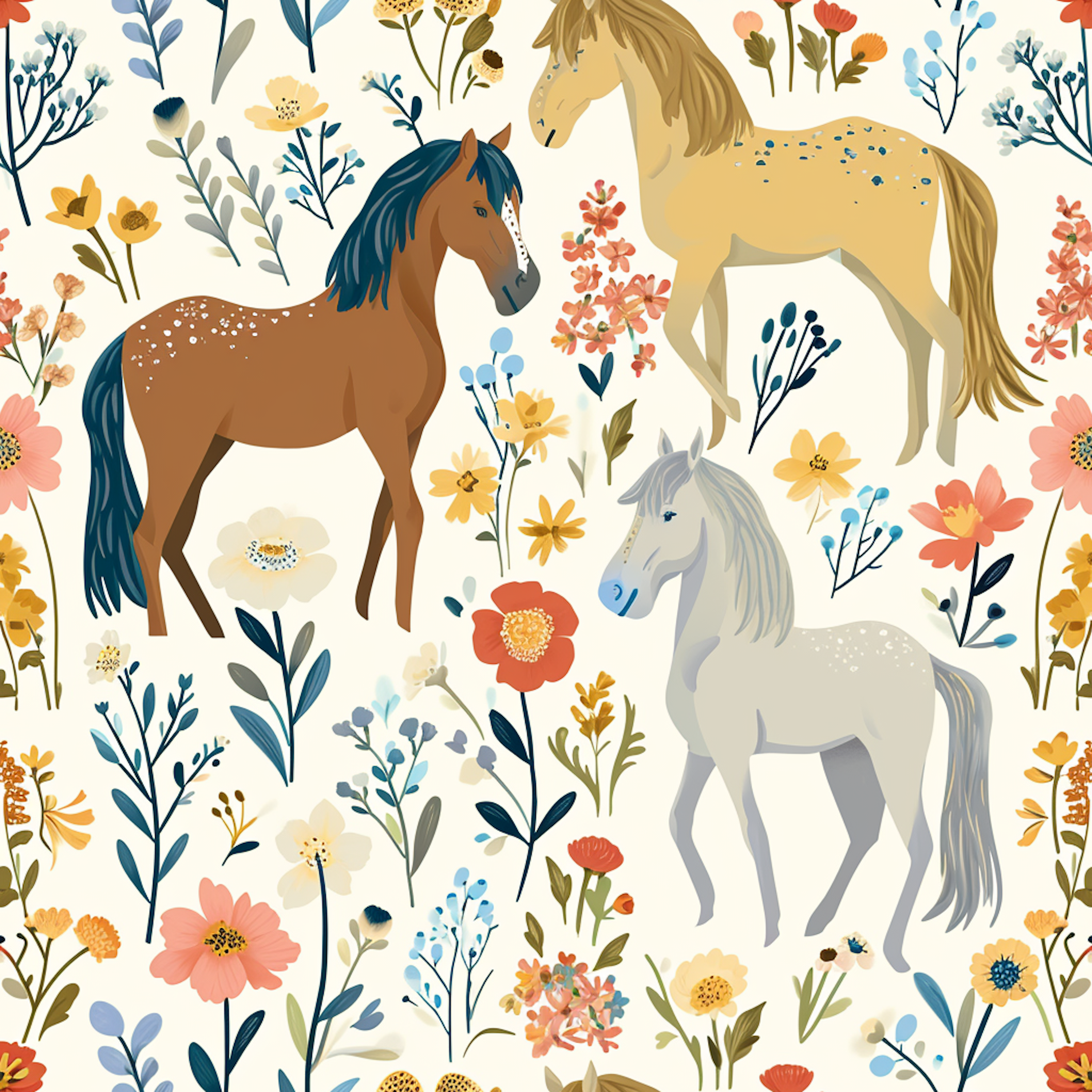 Spring horses floral
